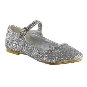 XY London Womens/Ladies Amanda Strappy Glitter Buckle Ballerina Flats / Silver